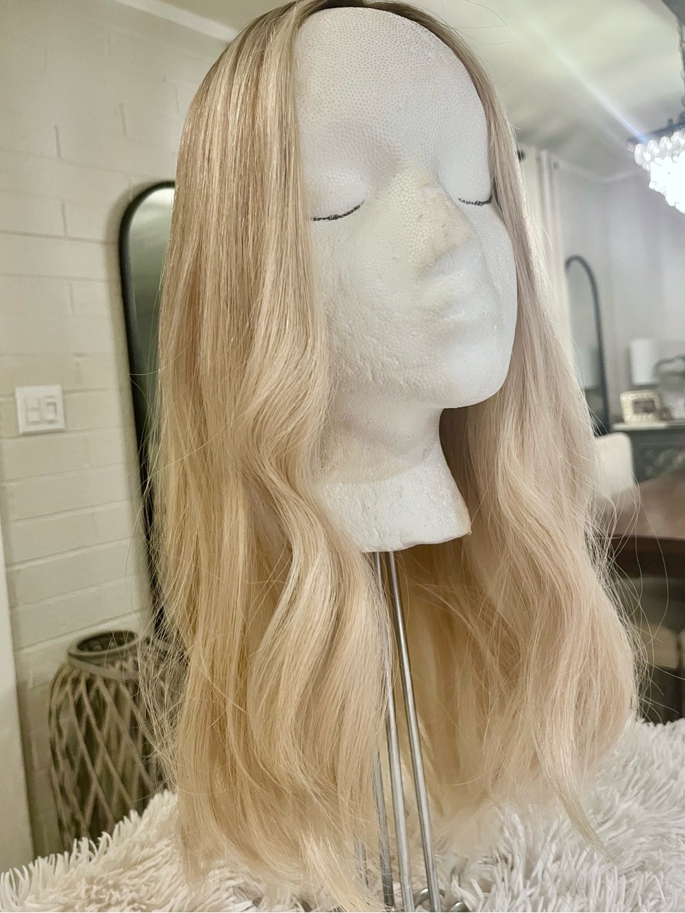 Excellent!! LUSTA 20” Silk Topper 100% Remy Human Hair Light Ash Blonde Rooted